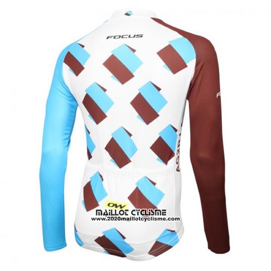 2016 Maillot Ciclismo Ag2r La Mondiale Blanc et Marron Manches Longues et Cuissard